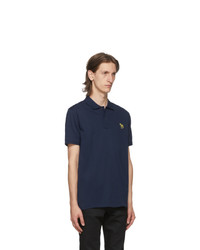 Ps By Paul Smith Navy Pique Zebra Polo