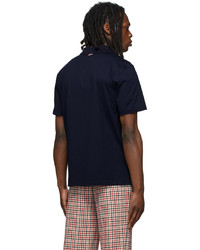 Thom Browne Navy Relaxed Fit Side Slit Polo