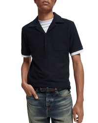 Scotch & Soda Organic Cotton Blend Pocket Polo In Blue At Nordstrom