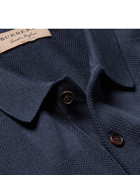 Burberry Piqu Panelled Silk And Cotton Blend Polo Shirt