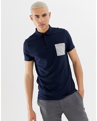 ASOS DESIGN Polo Shirt With Contrast Pocket In Navy