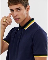 ASOS DESIGN Polo Shirt With Contrast Tipping In Navy