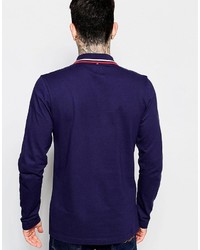 Pretty Green Polo Shirt With Tipping Long Sleeves
