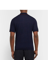 Paul Smith Ps By Contrast Tipped Knitted Merino Wool Polo Shirt