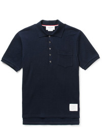 Thom Browne Ribbed Cotton Seersucker Polo Shirt