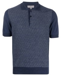 Canali Ribbed Detail Polo Shirt