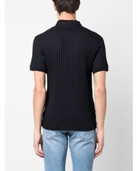 Emporio Armani Ribbed Knit Short Sleeve Polo Shirt