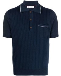 Brunello Cucinelli Ribbed Short Sleeved Polo Shirt