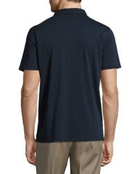 Neiman Marcus Short Sleeve Half Zip Polo Shirt Navy