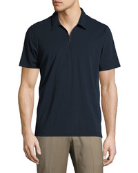 Neiman Marcus Short Sleeve Half Zip Polo Shirt Navy