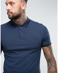 Fred Perry Slim Fit Twin Tipped Polo Shirt Blue