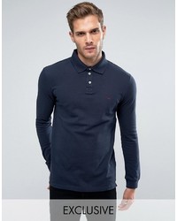 Jack Wills Staplecross Long Sleeve Polo Shirt In Navy