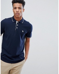 Abercrombie & Fitch Stretch Core Moose Logo Tipped Slim Fit Polo In Navy