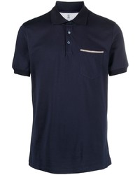 Brunello Cucinelli Stripe Knit Trim Polo Shirt