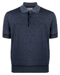 Canali Stripe Print Cotton Polo Shirt