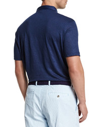 Peter Millar Summertime Linen Short Sleeve Polo Shirt Navy