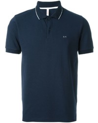 Sun 68 Collar And Sleeve Trim Detail Small Righe Polo Shirt