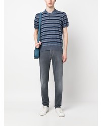 Canali Textured Knit Polo Shirt