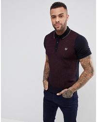 Fred Perry Textured Knitted Polo Shirt In Navy