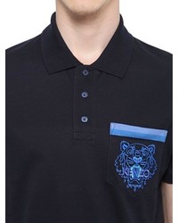 Kenzo Tiger Embroidered Cotton Pique Polo