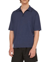 Agnona Tipped Collar Cashmere Polo In Work Blue At Nordstrom