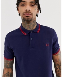 Fred Perry Twin Tipped Logo Polo In Navy