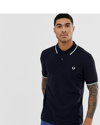 Fred Perry Twin Tipped Logo Polo Shirt In Navy At Asos