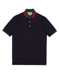 Gucci Web Stripe Collar Piqu Polo Shirt