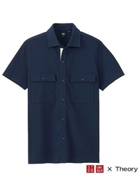 Uniqlo X Theory Dry Pique Button Down Polo Shirt