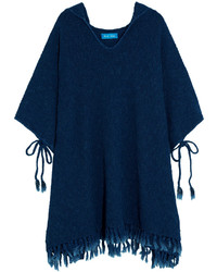 MiH Jeans Mih Jeans Malaquite Cotton Blend Hooded Poncho Storm Blue