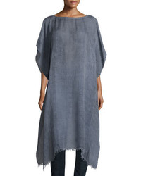 Eileen Fisher Short Sleeve Airy Linen Maltinto Long Poncho