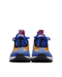 Versace Blue And Multicolor Cross Chain Reaction Sneakers