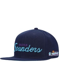 Mitchell & Ness Blackblue Seattle Sounders Fc Historic Logo Since 96 Foundation Script Snapback Hat At Nordstrom