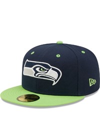 New Era College Navyneon Green Seattle Seahawks Flipside 59fifty Fitted Hat