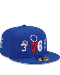 New Era Royal Philadelphia 76ers 3x World Champions Count The Rings 59fifty Fitted Hat