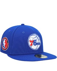 New Era Royal Philadelphia 76ers Team Logoman 59fifty Fitted Hat
