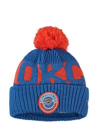 New Era Blue Oklahoma City Thunder Sport Logo Cuffed Knit Hat With Pom At Nordstrom