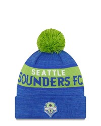New Era Blue Seattle Sounders Fc Kick Off Cuffed Knit Hat With Pom At Nordstrom