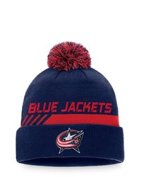 FANATICS Branded Navyred Columbus Blue Jackets Authentic Pro Team Locker Room Cuffed Knit Hat With Pom At Nordstrom