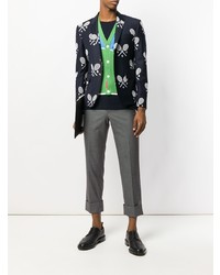 Thom Browne High Armhole Single Breasted Sport Coat In Super 120s Twill With Broderie Anglaise Tennis Racket Half Drop