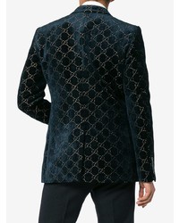 Gucci Logo Jacquard Cotton Blend Velvet Blazer