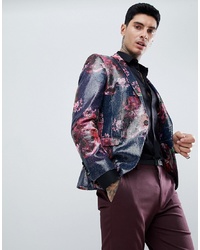 Twisted Tailor Super Skinny Blazer In Pink Printed Sequin