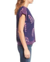 Lucky Brand Wood Block Floral Print Top