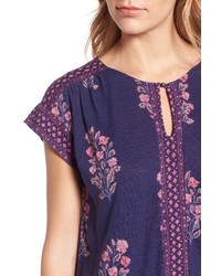 Lucky Brand Wood Block Floral Print Top