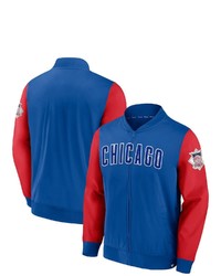 FANATICS Branded Royalred Chicago Cubs Iconic Record Holder Woven Full Zip Bomber Jacket At Nordstrom
