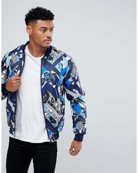 Versace Jeans Padded Reversible Bomber Jacket With Print