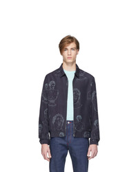 Band Of Outsiders Navy Marbles Summer Bomber Jacket