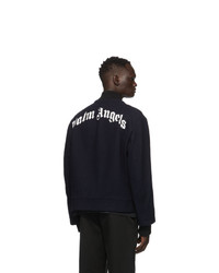 Palm Angels Navy Wool Bear Bomber Jacket