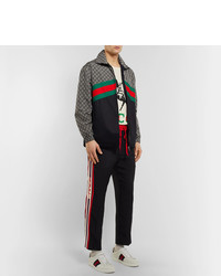 Gucci Webbing Trimmed Logo Print Nylon And Tech Jersey Track Jacket