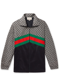 Gucci Webbing Trimmed Logo Print Nylon And Tech Jersey Track Jacket